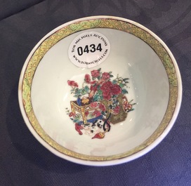 A Chinese famille rose eggshell cup and saucer with a cat, Yongzheng, 1723-1735